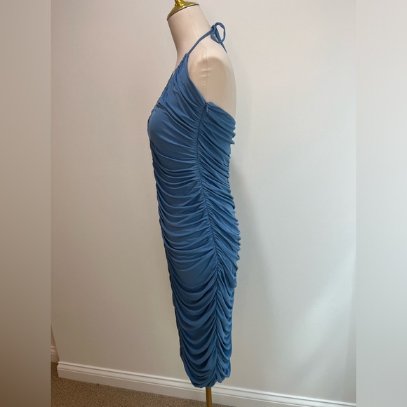Zeynep Arcay Jersey Ruched Midi Dress in Blue - Picture 9 of 14